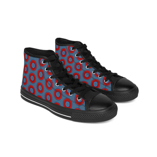 Cushiony Convectors - High Tops - red vivid donuts w/steel blue background