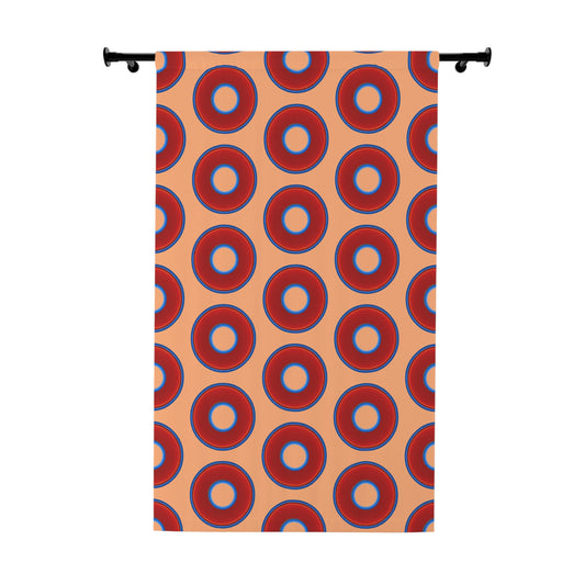 Lump's Heady Curtain w/Donuts - vivid red donut print - w/peach background - [*1 Piece / 50" x 84"]