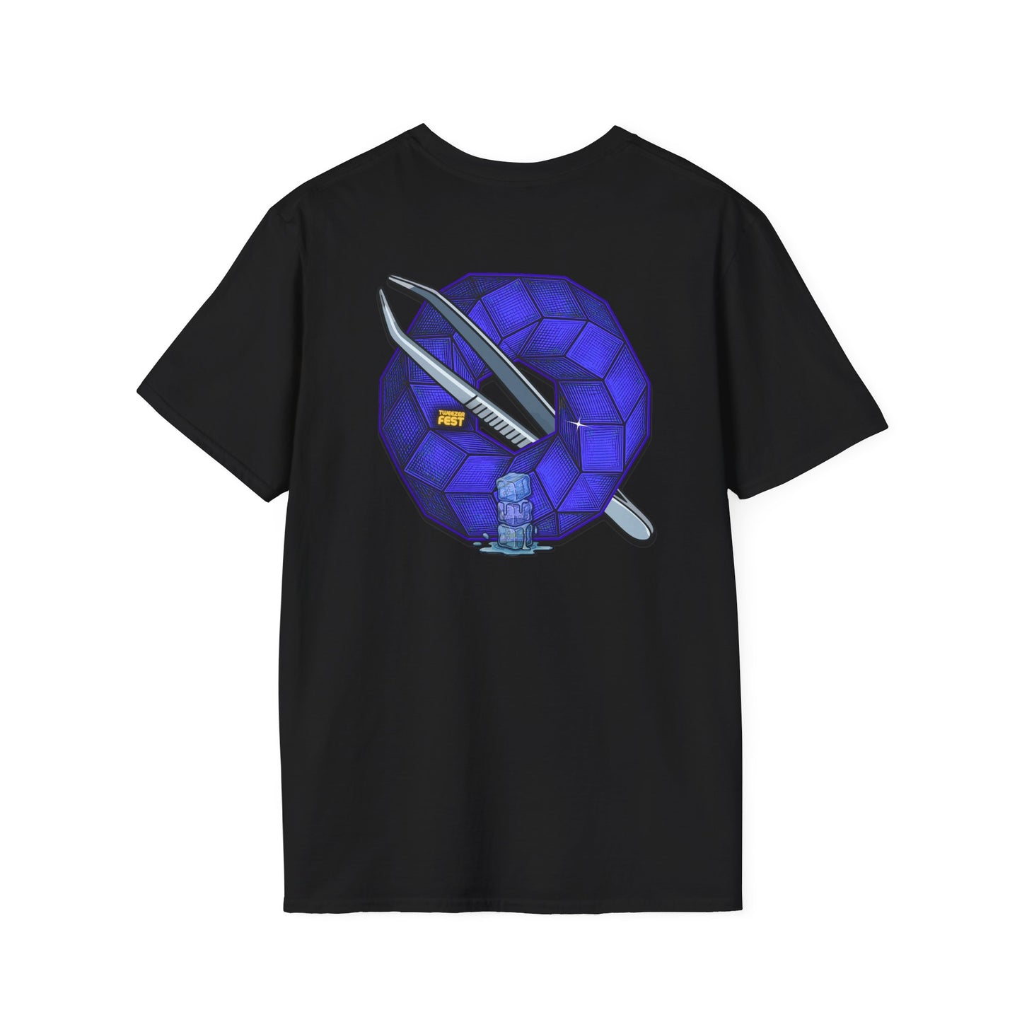 Classic Donut Tee - Unisex Soft-Style - "The Teasing Donut" - rustic dark royal blue cubed donut