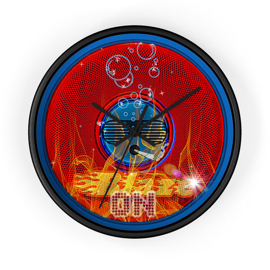 Lumpy Wall Clock - "Blazed Donut Clock" - red phatty donut w/dark royal blue background