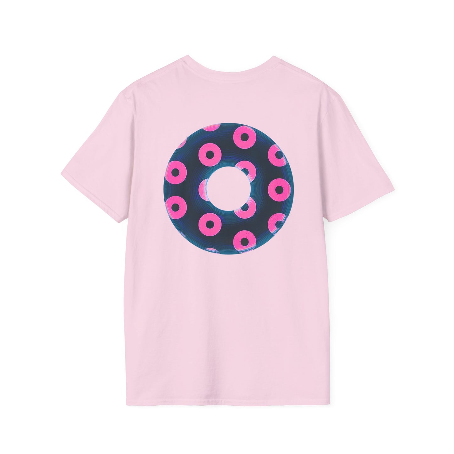 Copy of Plain Donuts/Unisex Soft-Style - "Plain Blimpy Paradoxical Donuts" - dark steel blue/vivid magenta donuts