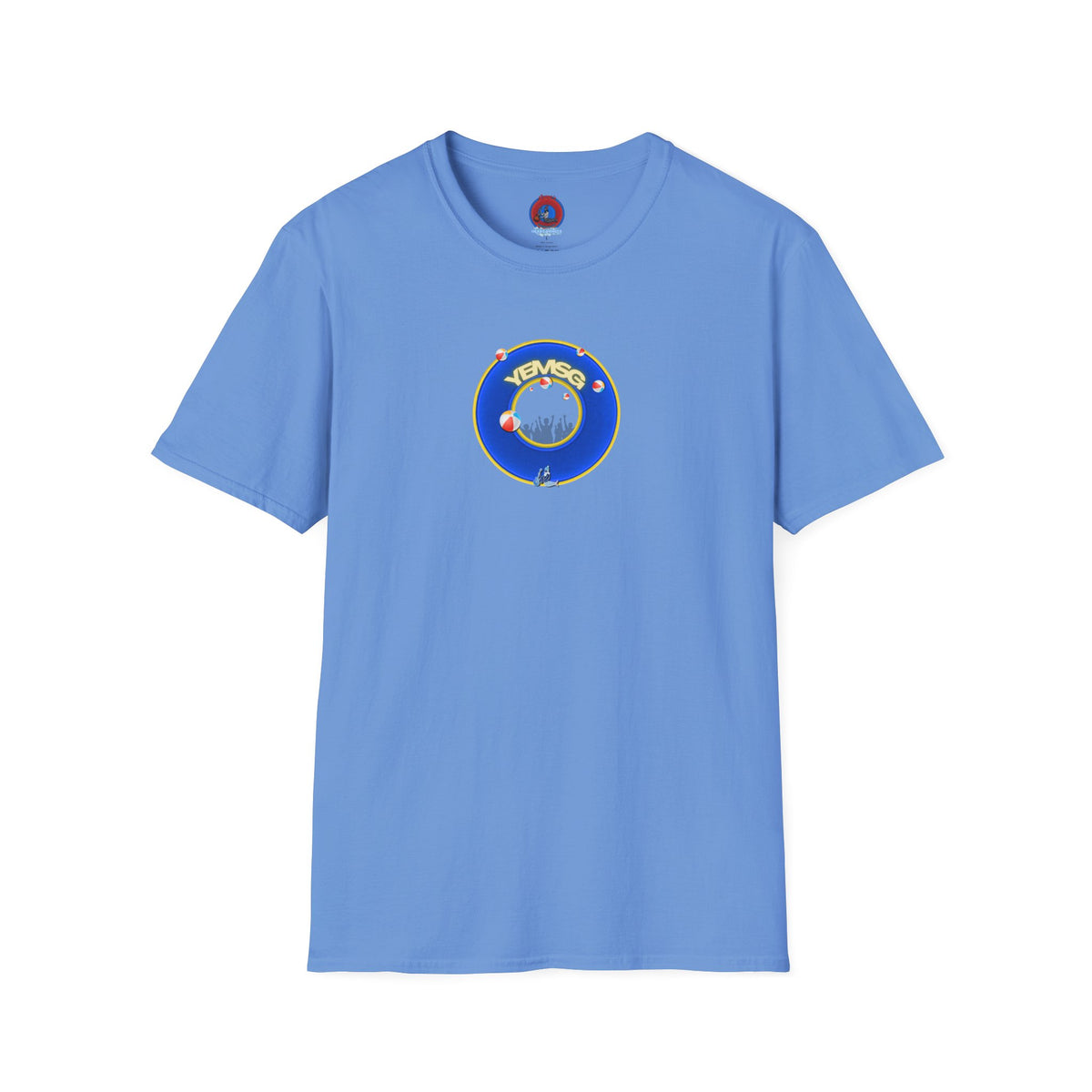 Donut Tee - Unisex Soft-Style - "The Donut's Secret Ingredient? MSG" - vivid blue/yellow donut - variant 2