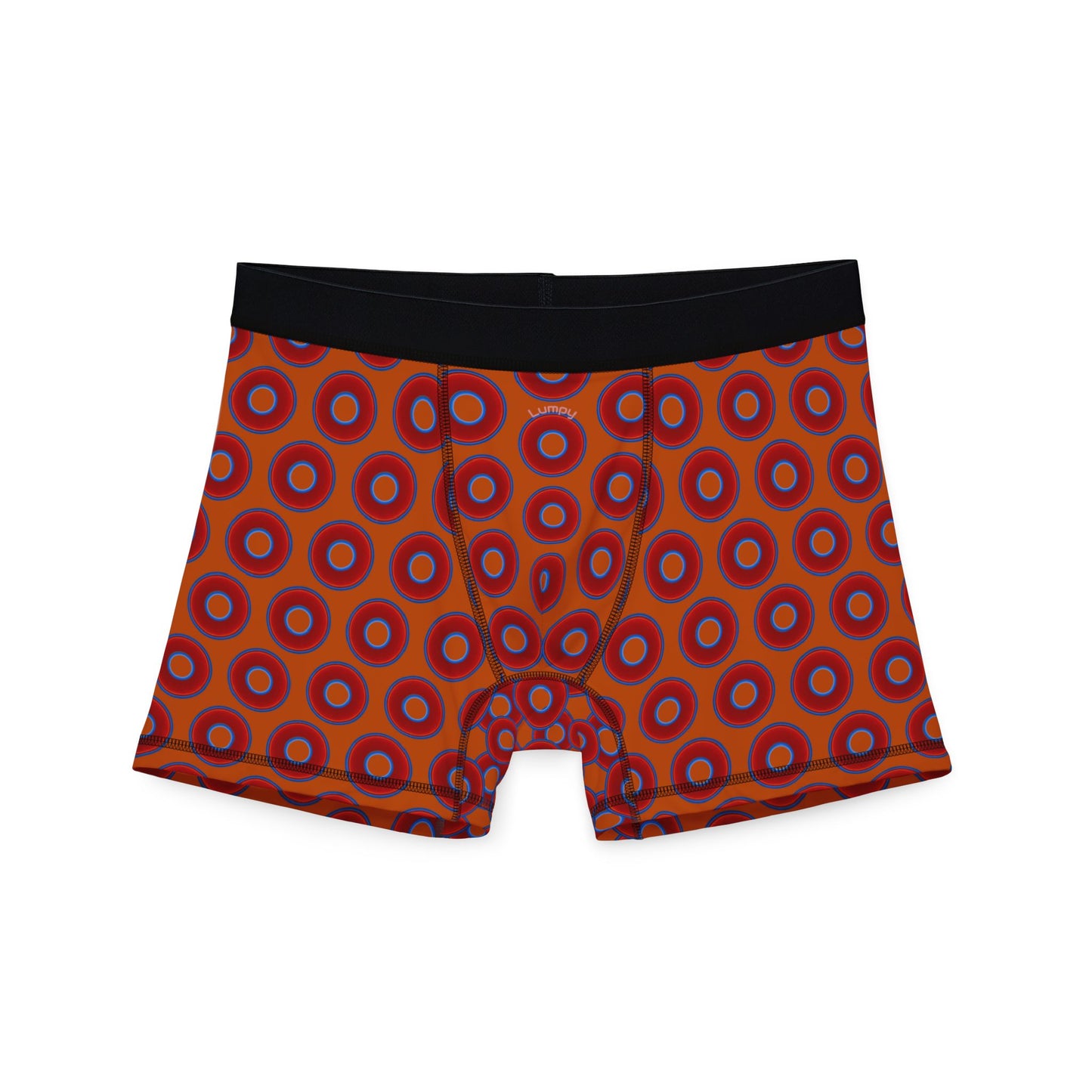 Men's Donut Boxers - red vivid donuts w/dark orange background