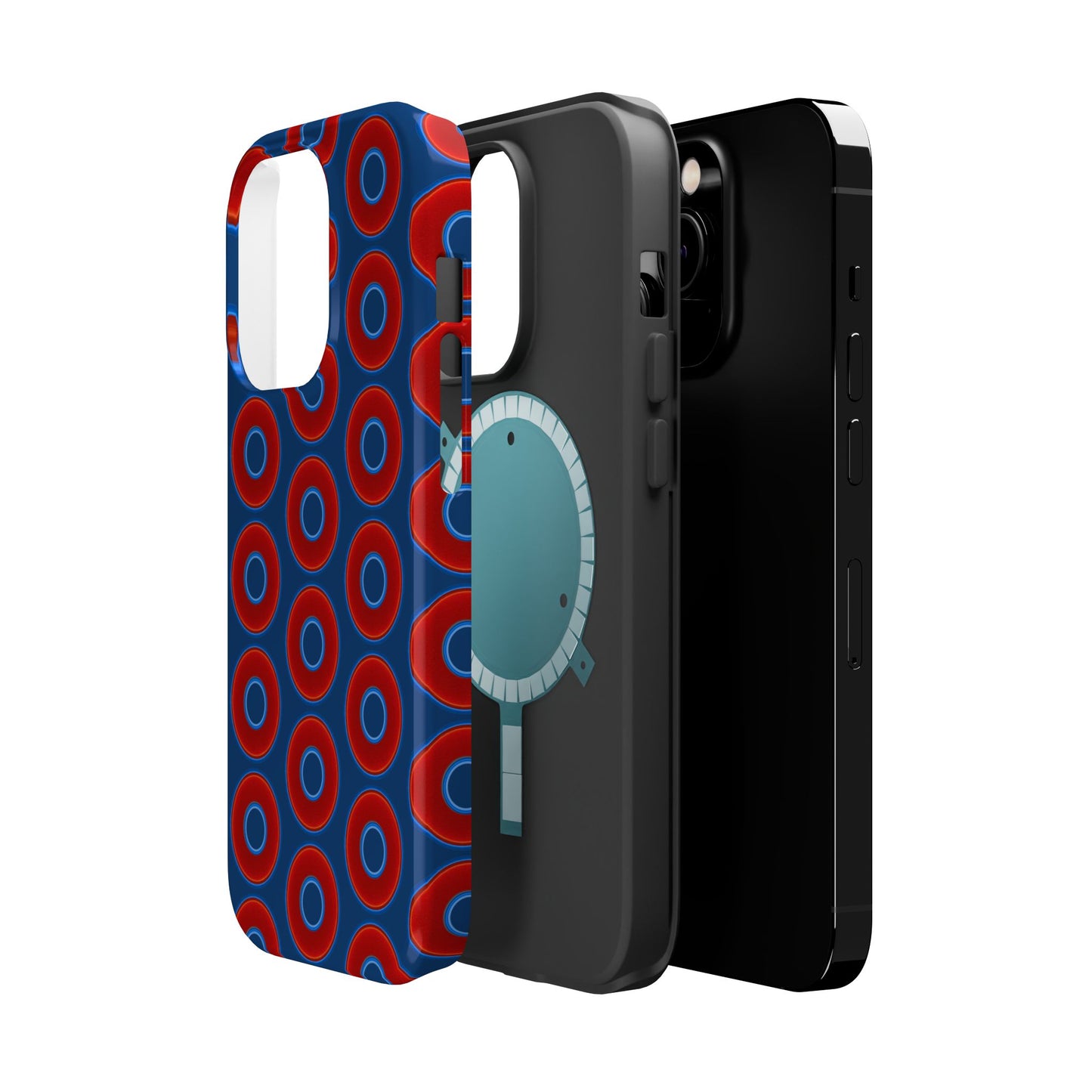 Magnetic Tough Donut Case - red vivid donut print w/Atlantic navy blue background