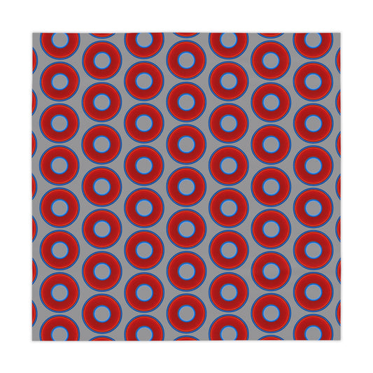 Lumpy Tablecloth - 55.1" x 55.1" - vivid red donuts w/gray background