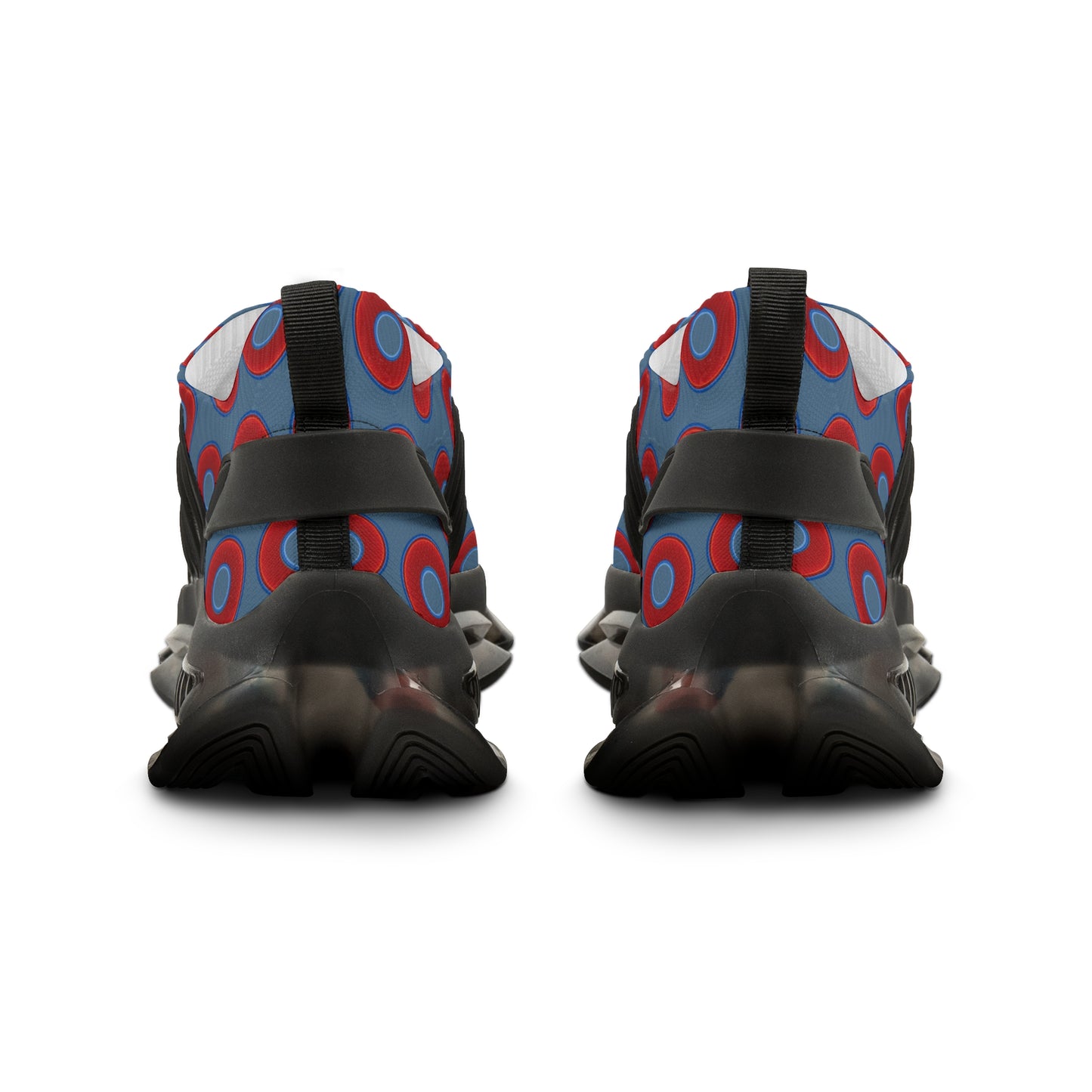 Donut Kicks - red vivid donut print w/steel blue background