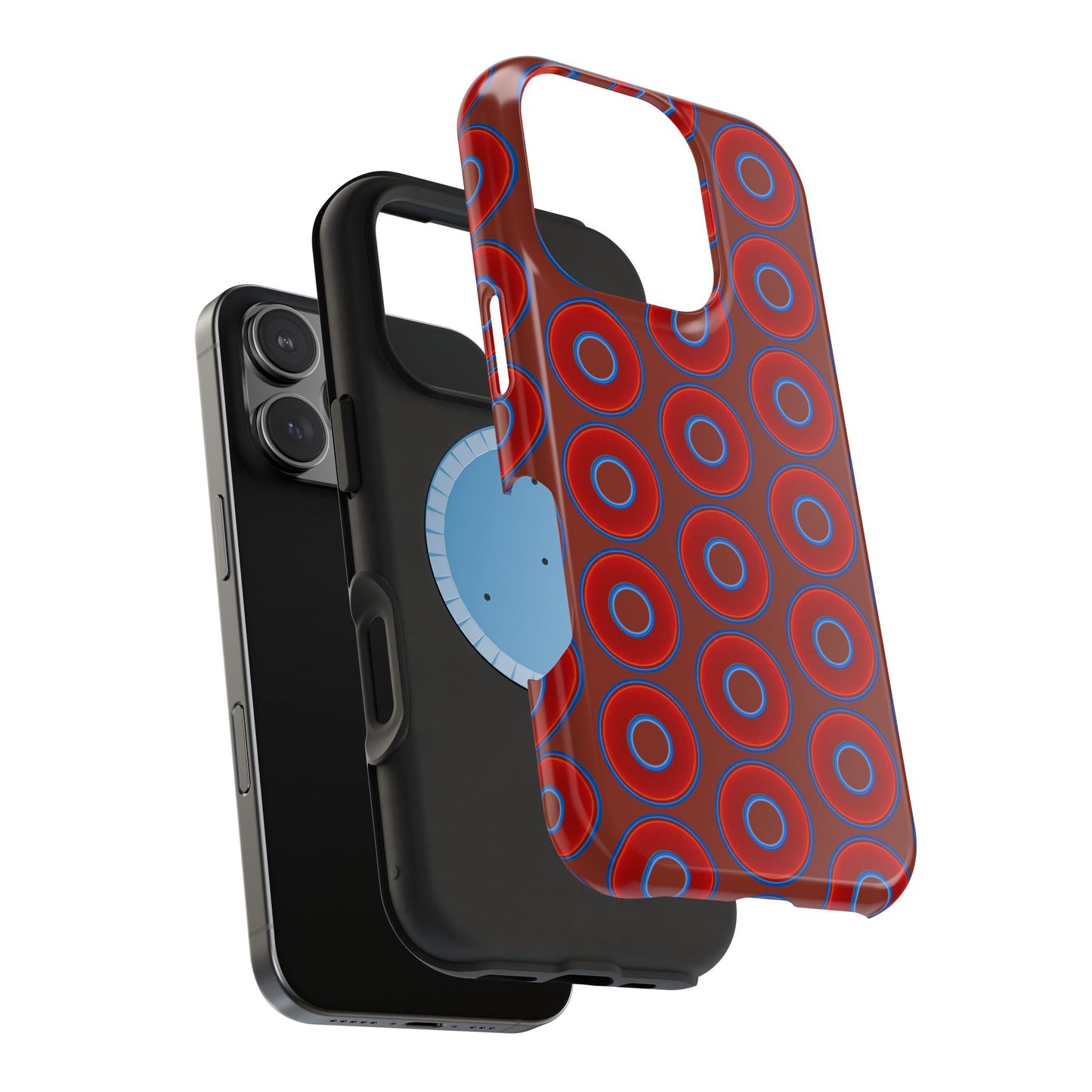 Magnetic Tough Donut Case - red vivid donut print w/burnt umber background