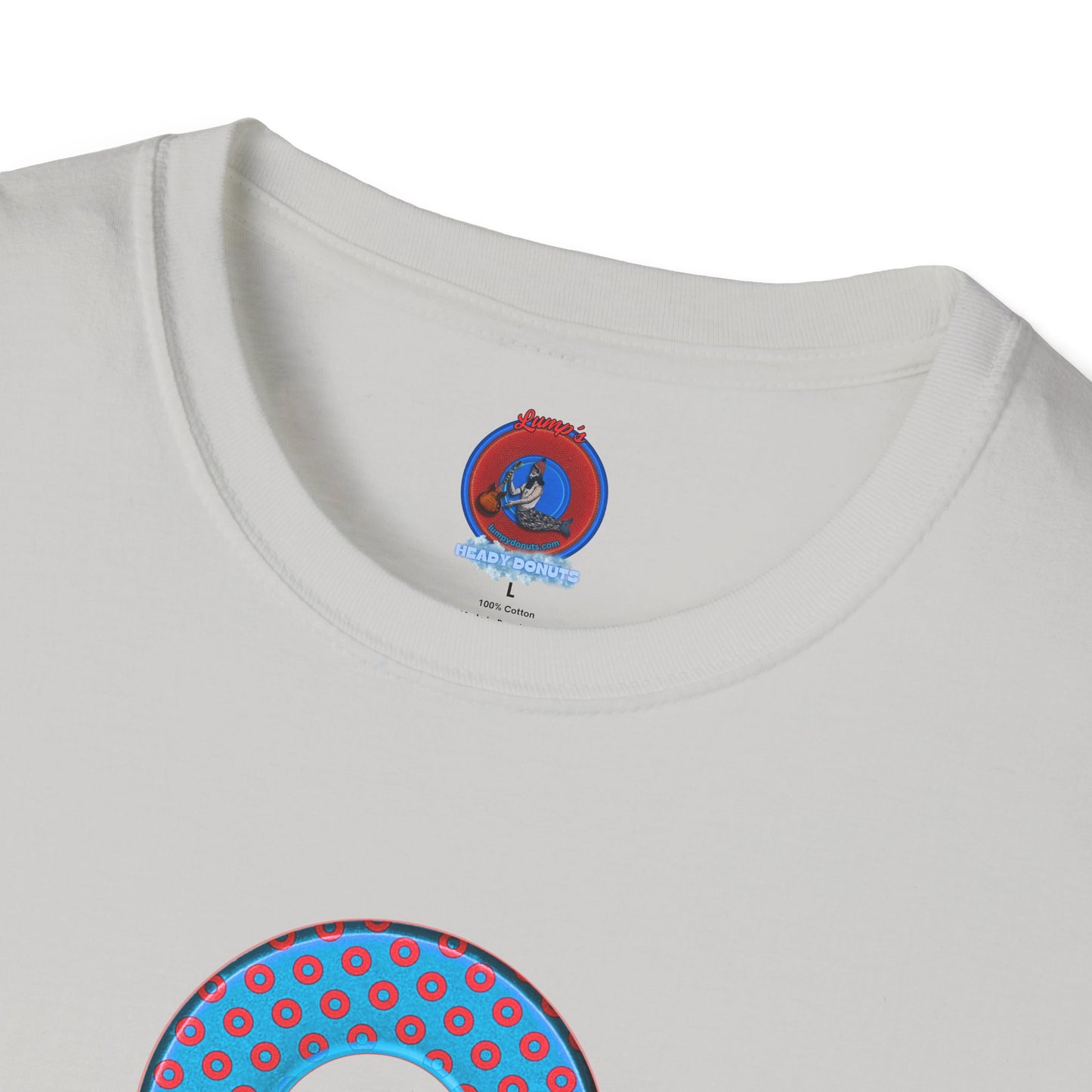 Plain Donuts/Unisex Soft-Style - "Plain Electric Paradoxical Donuts" - light blue/red donuts