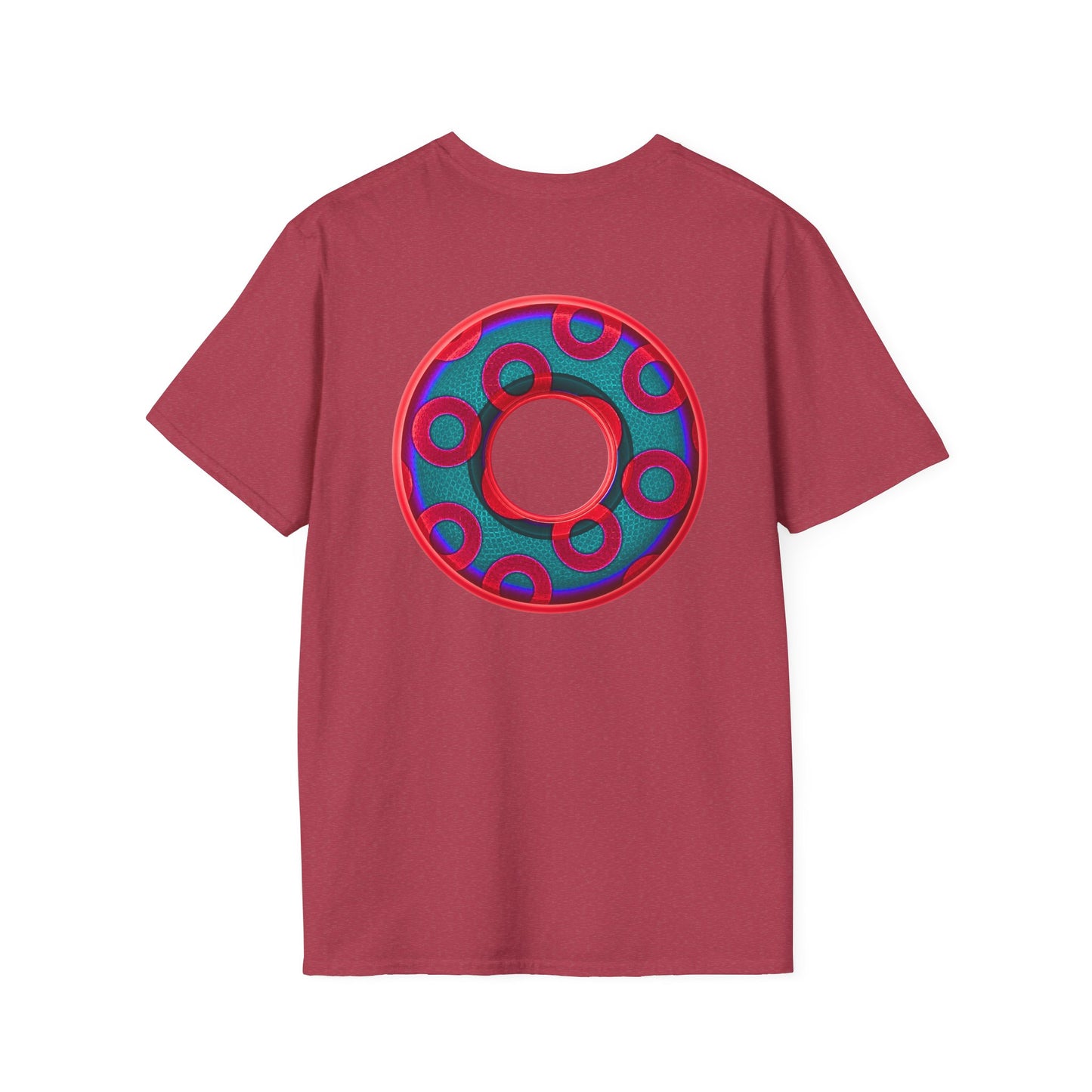Plain Donuts/Unisex Soft-Style - "Plain Rustic Paradoxical Donuts" - red/steel blue donuts