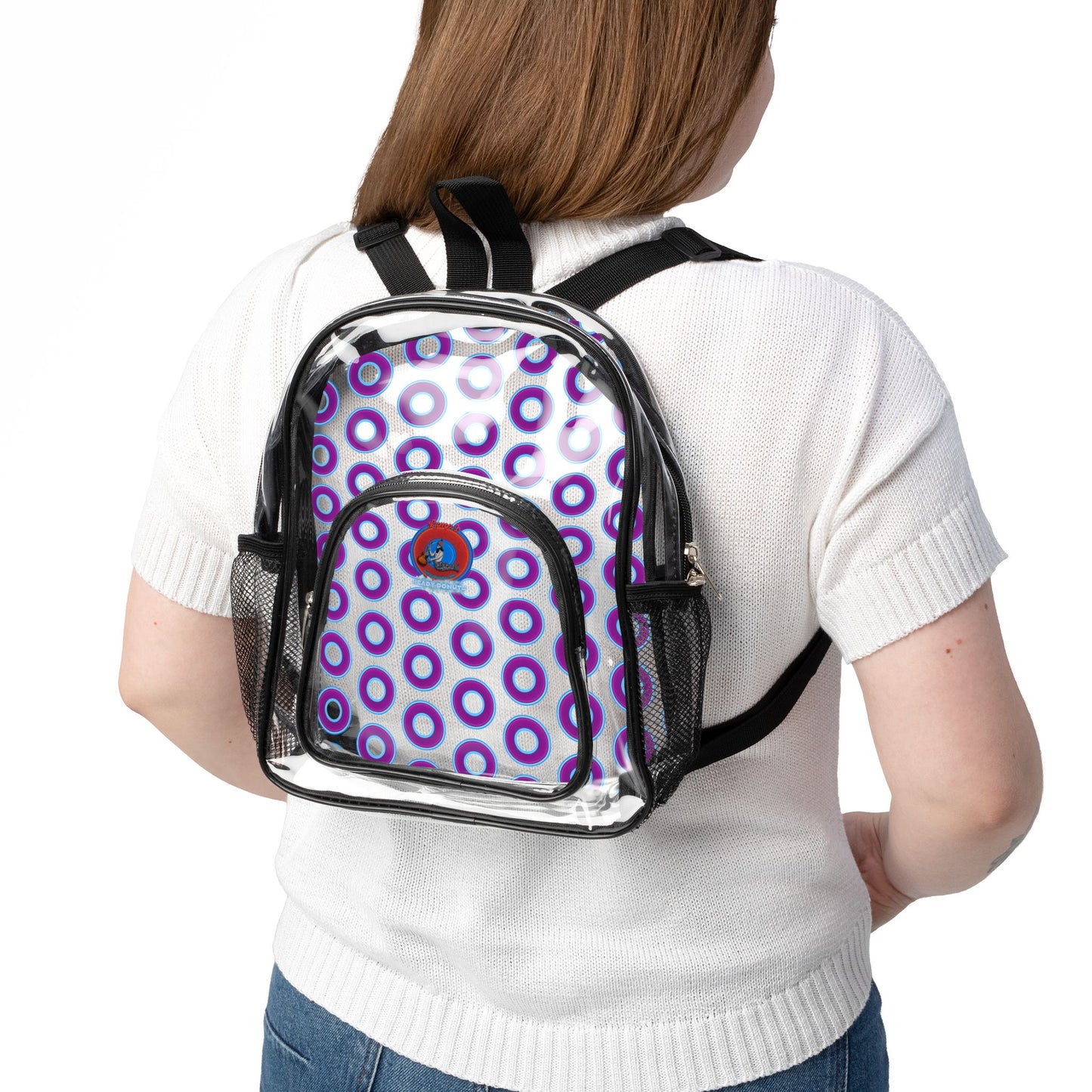 Lumpy Clear Pack/Concert Buddy - Plain Rustic Donut Print - purple/light blue