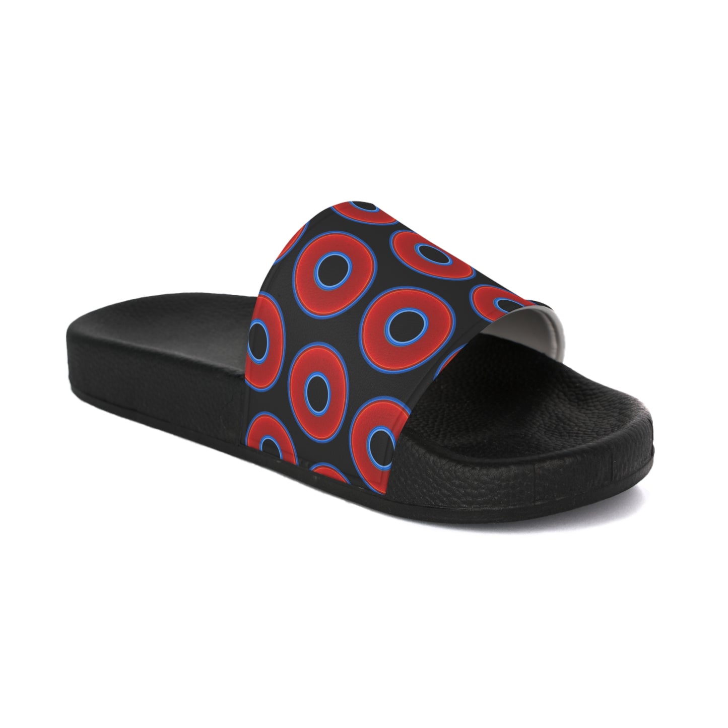 Men's Lumpy Sandals - slip-ons - red vivid donuts w/black background