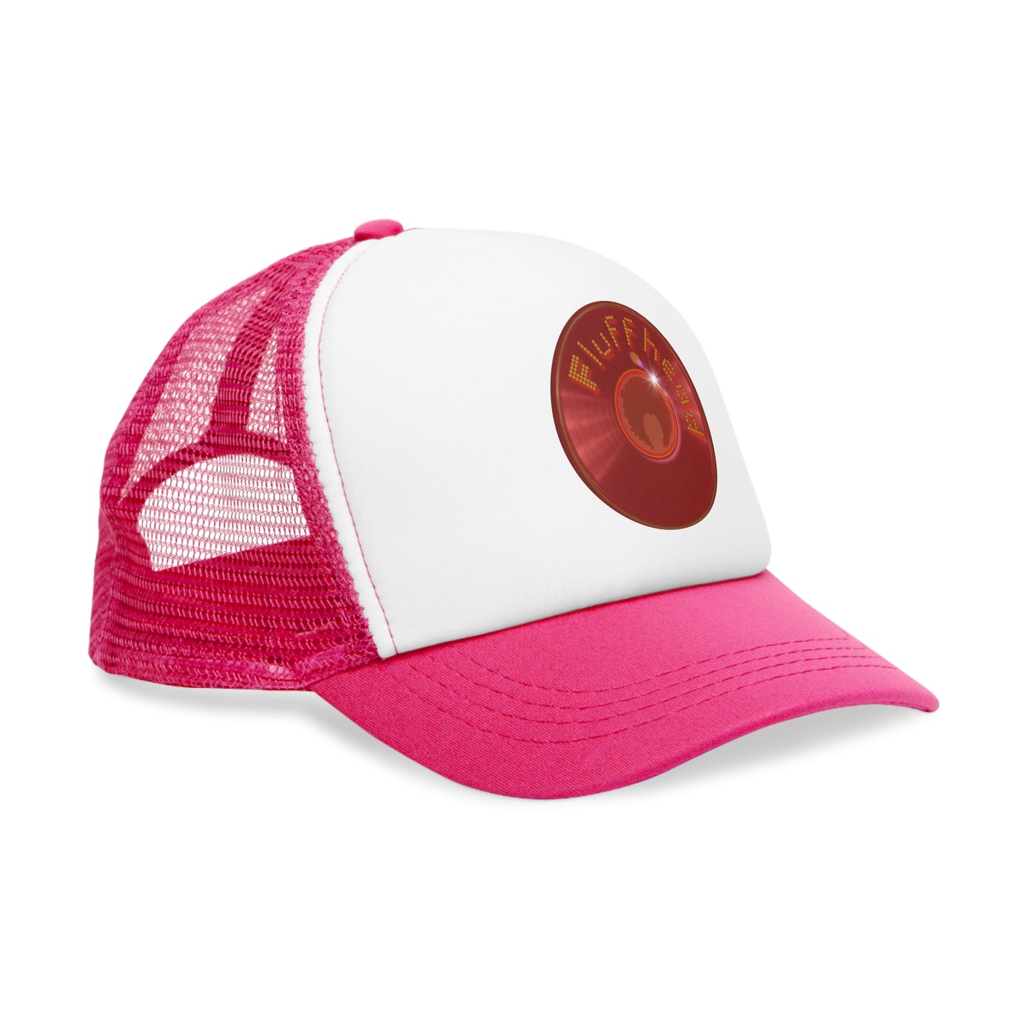 Lumpy Trucker Hat - "Hats for People w/Fluffy Heads" - red donut