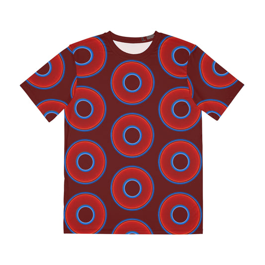 Multi-Beastie Giant Donut AOP Polyester Tee - red vivid donut print w/dark red background