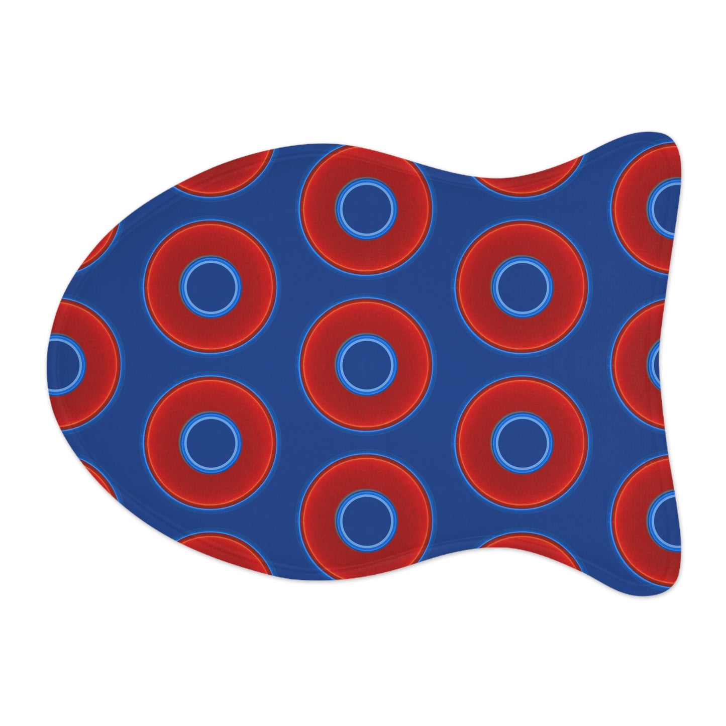 Wendy's Lumpy Pet Feed Mat - vivid red donuts w/dark blue background