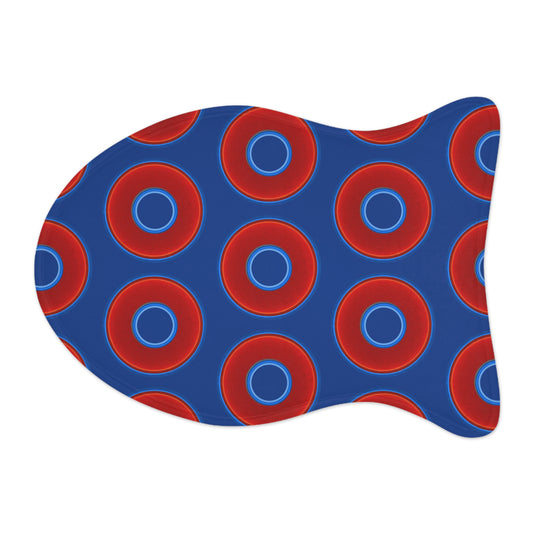Wendy's Lumpy Pet Feed Mat - vivid red donuts w/dark blue background