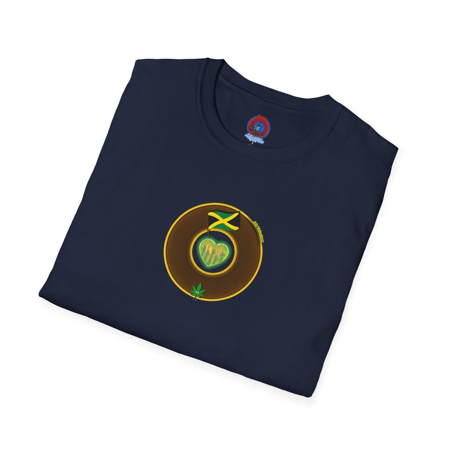 Classic Donut Tee - Unisex Soft-Style - "Jah Volunteers Protect Jah Love... and donuts!" - vivid brown/gold donut