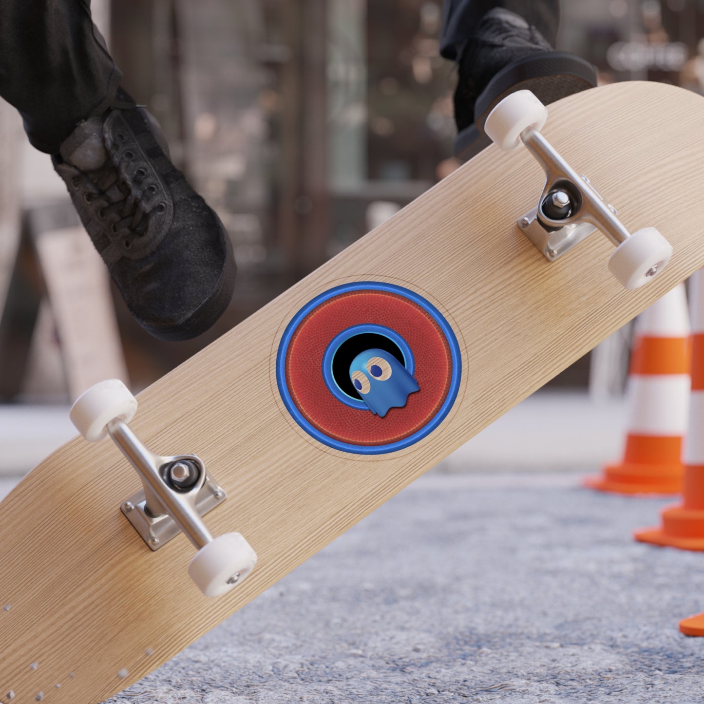 Donut Bumper/Outdoor Sticker - "The Story of the Donut" - series 1.0 - variant 1 - red/blue donut - [Die-Cut] 6"x 6"