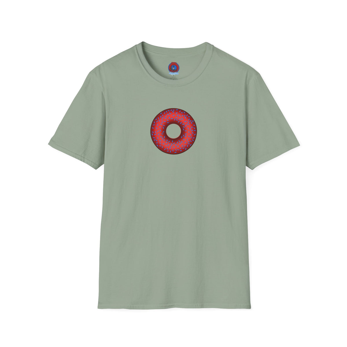 Classic Donut Tee - Unisex Soft-Style - "Plain Plump Donut w/" - plump red donut w/blue sprinkles