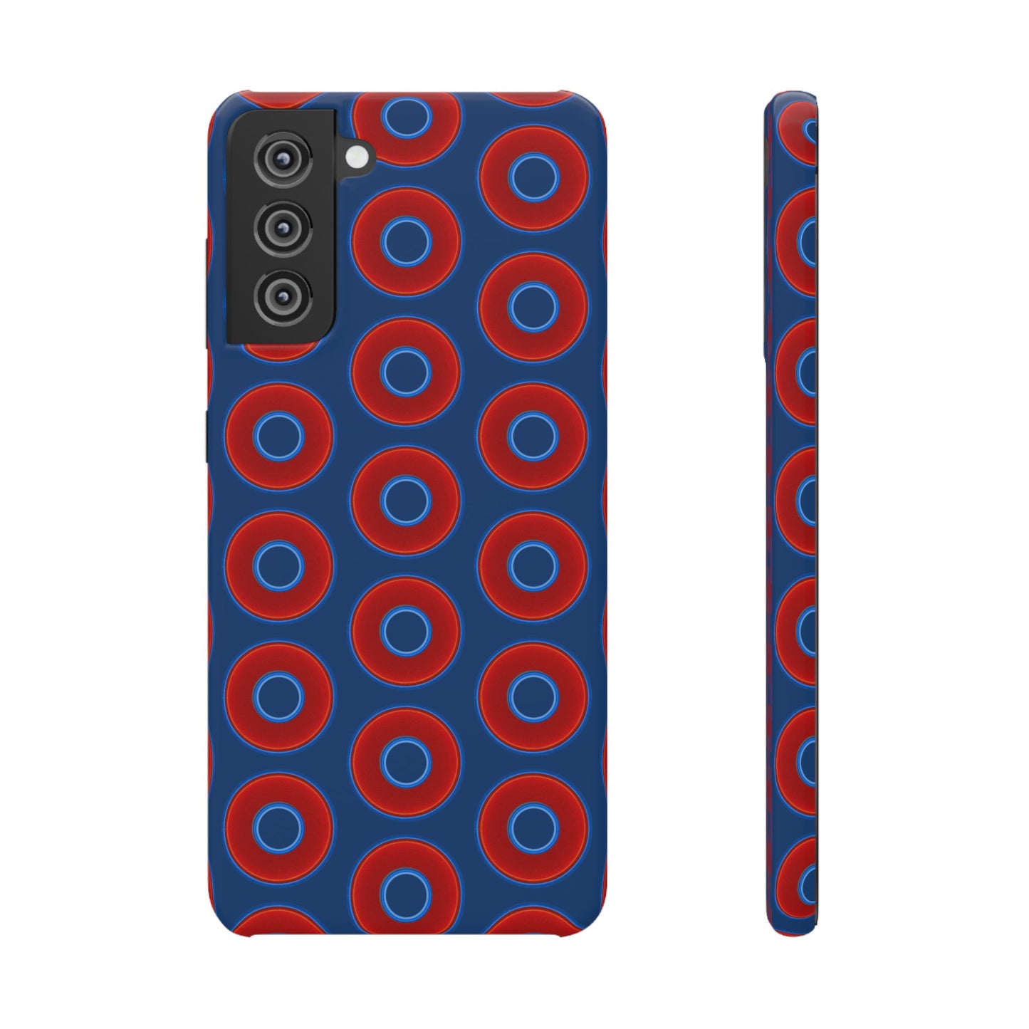 Lumpy Donut Snap Case - red vivid donut print w/Atlantic navy blue background