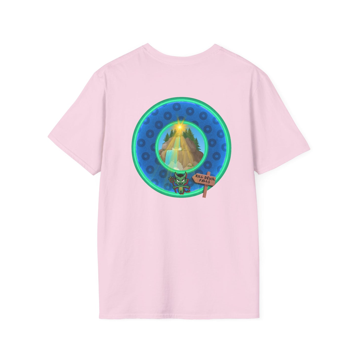 Classic Donut Tee - Unisex Soft-Style - "Devil's Drowning Donuts" - blue/green paradox donut