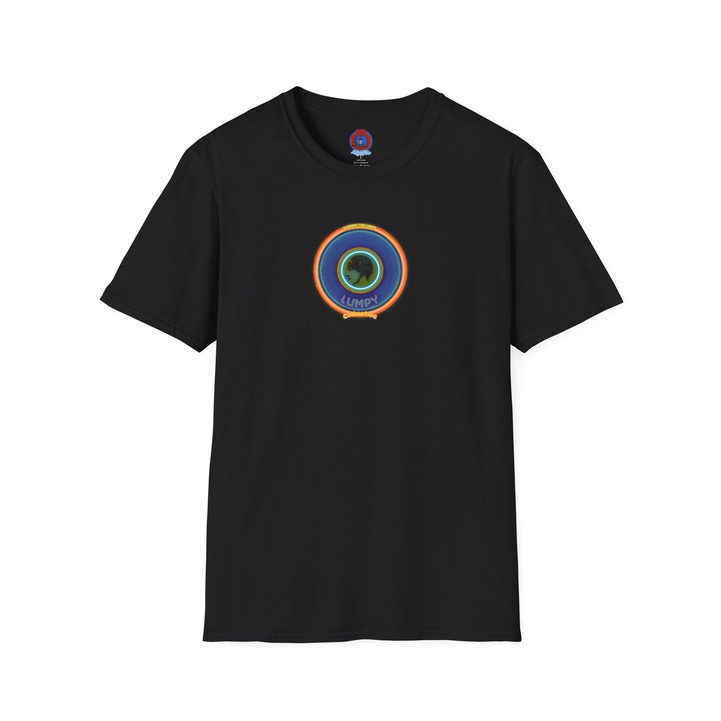 Classic Donut Tee - Unisex Soft-Style - "Lumpy Collective Donut" - blue/orange lumpy donut - variant 4