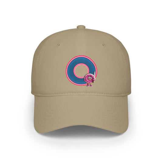 Lumpy Donut Baseball Cap - "My Phriend The Donut's Cap" - variant 2 - blue/pink rustic donut w/