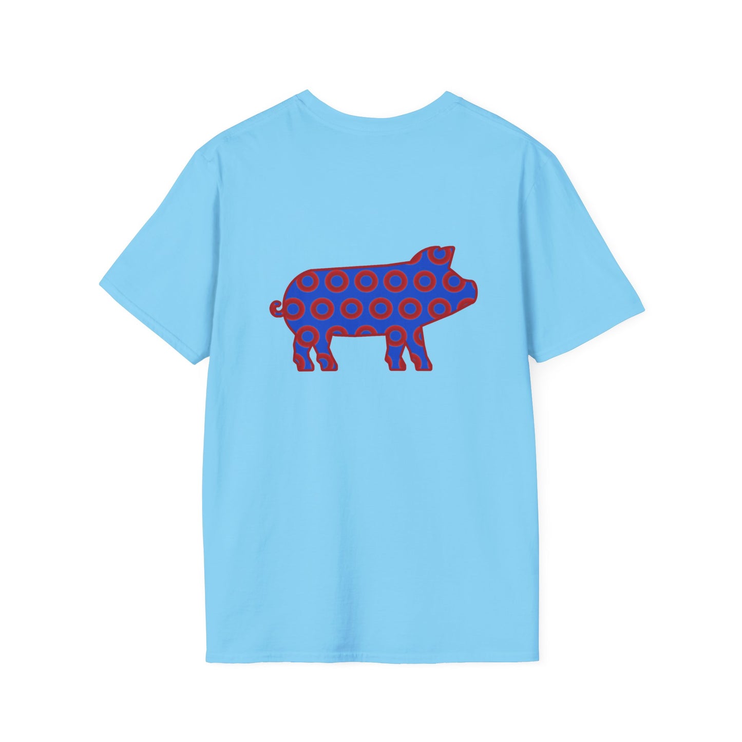 Classic Donut Tee - Unisex Soft-Style - "Guyute's Ugly Donut" - vivid red/blue donut pattern - variant 3