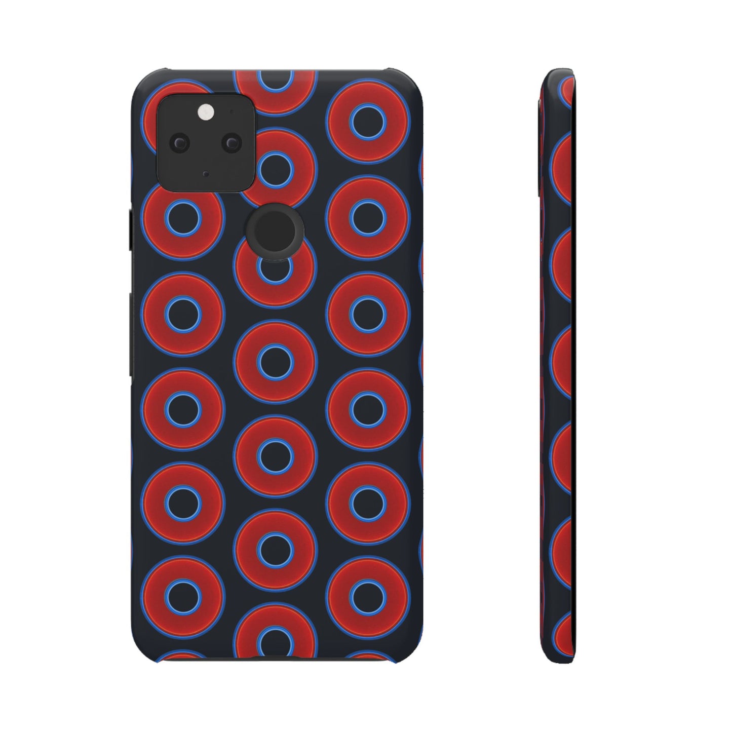 Lumpy Donut Snap Case - red vivid donut print w/blue charcoal background