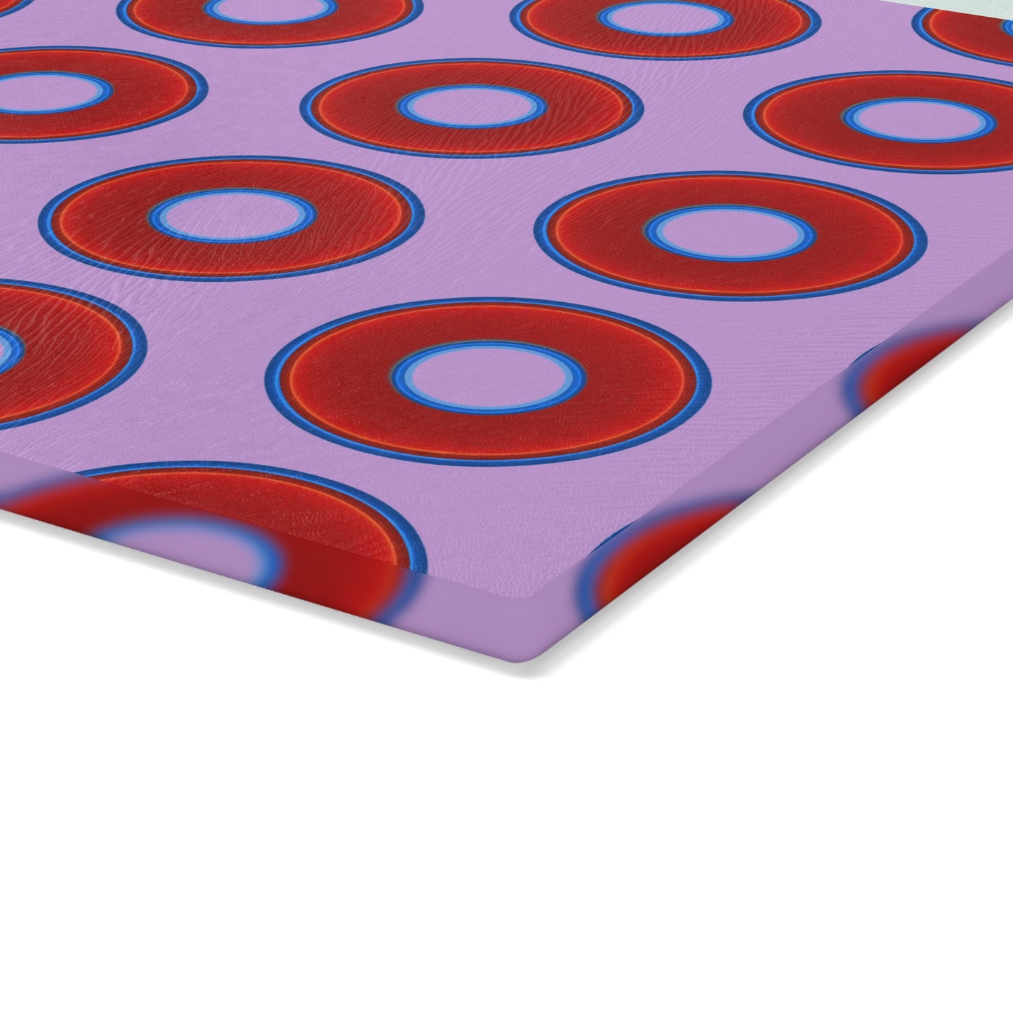 My Friend's Cutting Board - vivid red donuts w/wisteria purple background