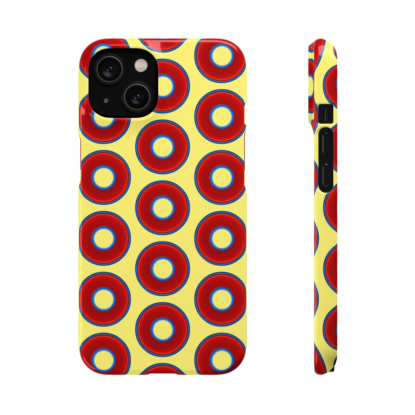 Lumpy Donut Snap Case - red vivid donut print w/yellow background