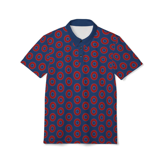 AOP Donut Polo - vivid donut print w/Atlantic navy blue background [unisex]