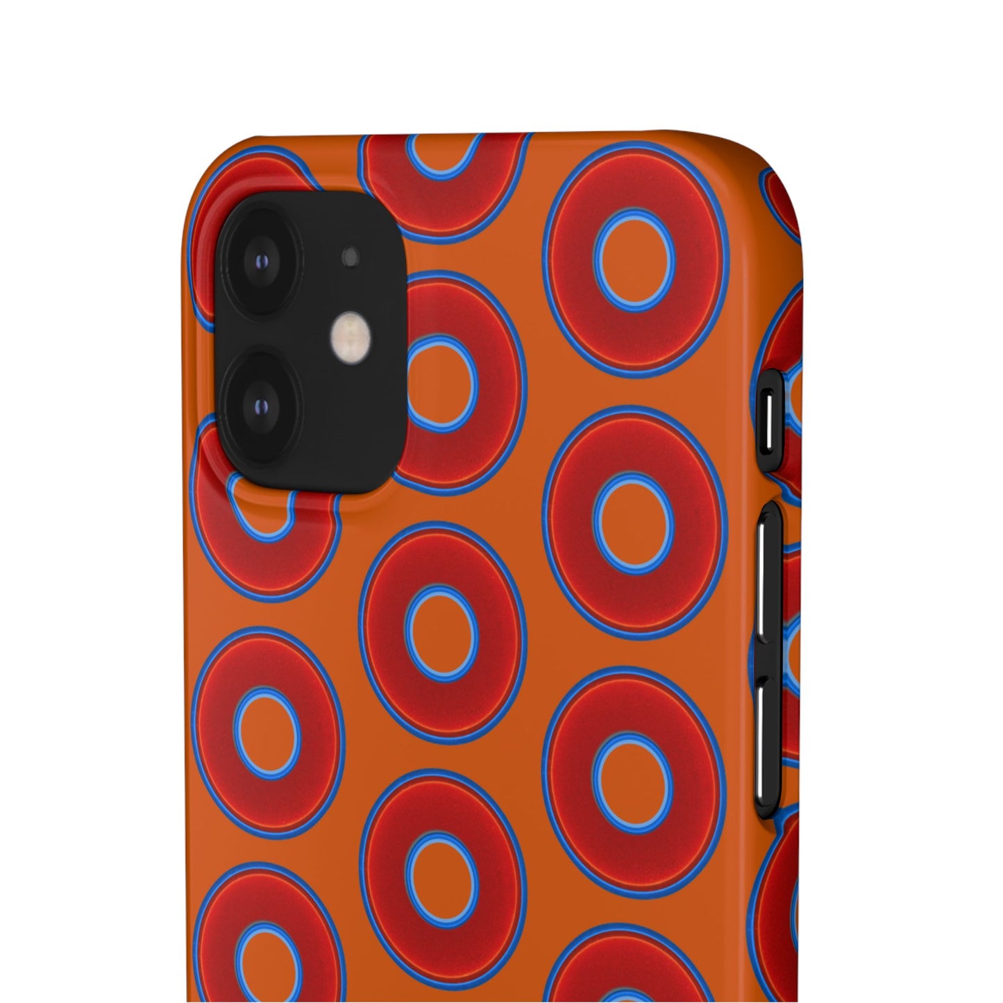 Lumpy Donut Snap Case - red vivid donut print w/dark orange background