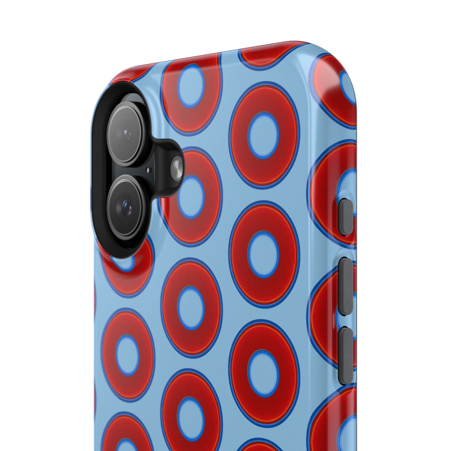 Impact-Resistant Lumpy Donut Case - red vivid donut print w/sky blue background