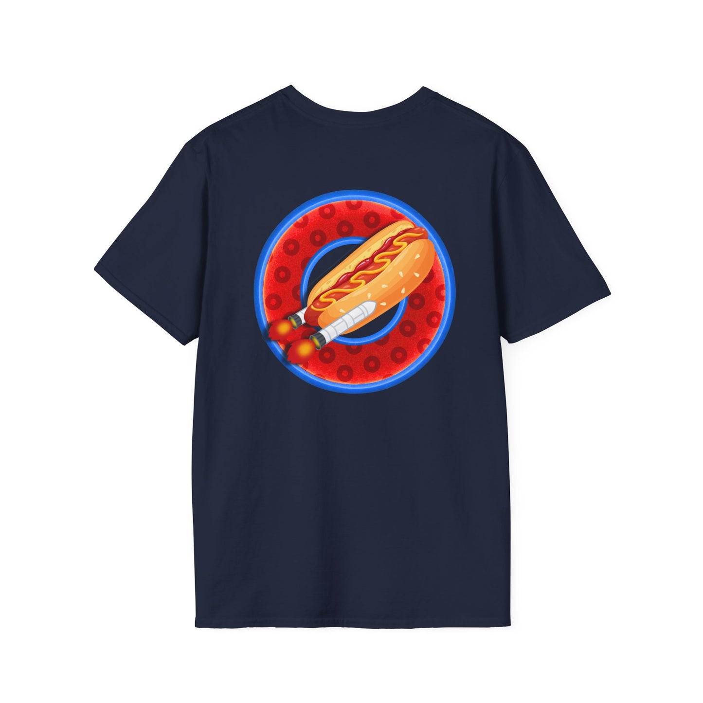 Classic Donut Tee - Unisex Soft-Style - "Viva Las Vegas Donut" -  red paradox donut w/raw dogger - variant 2