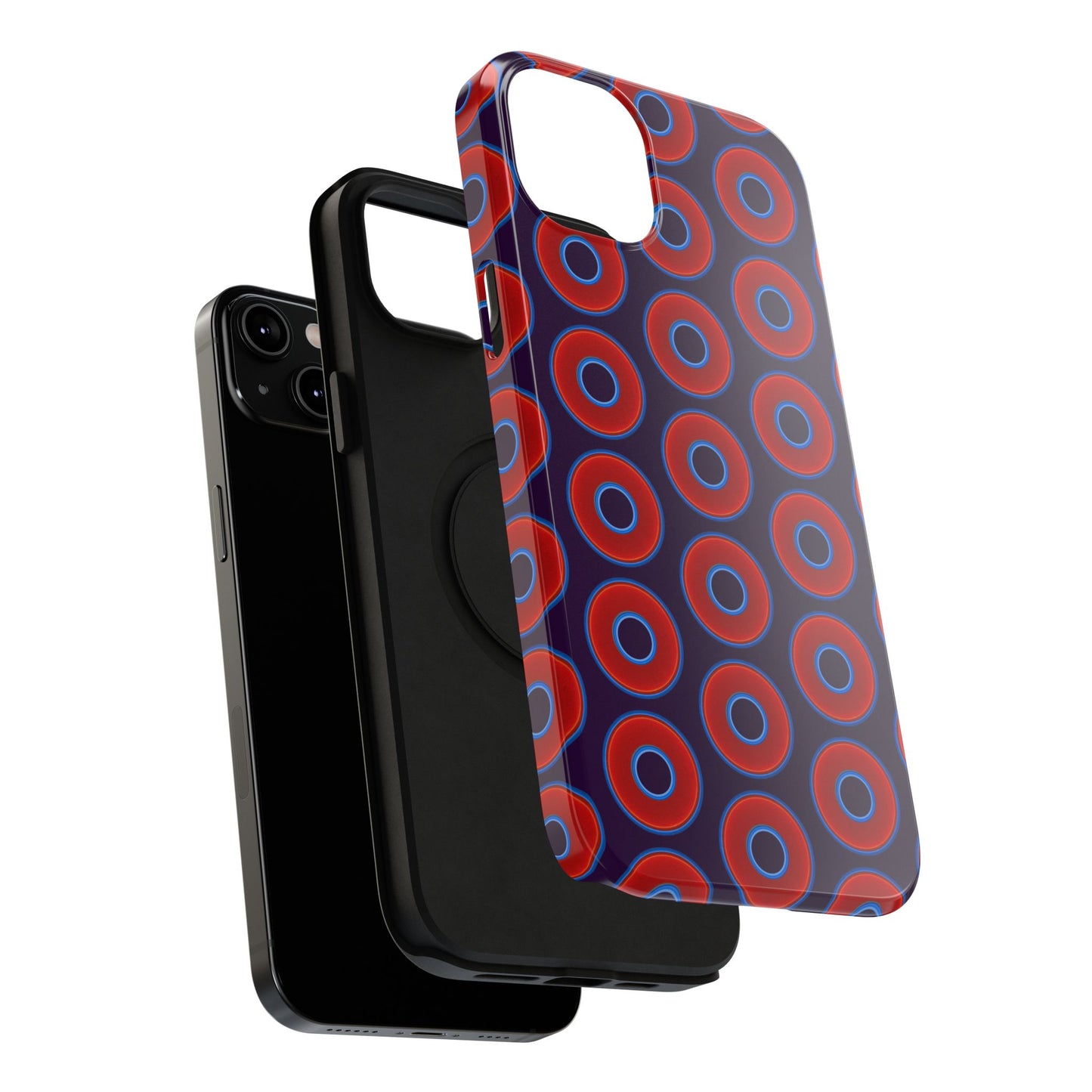 Impact-Resistant Lumpy Donut Case - red vivid donut print w/midnight purple background