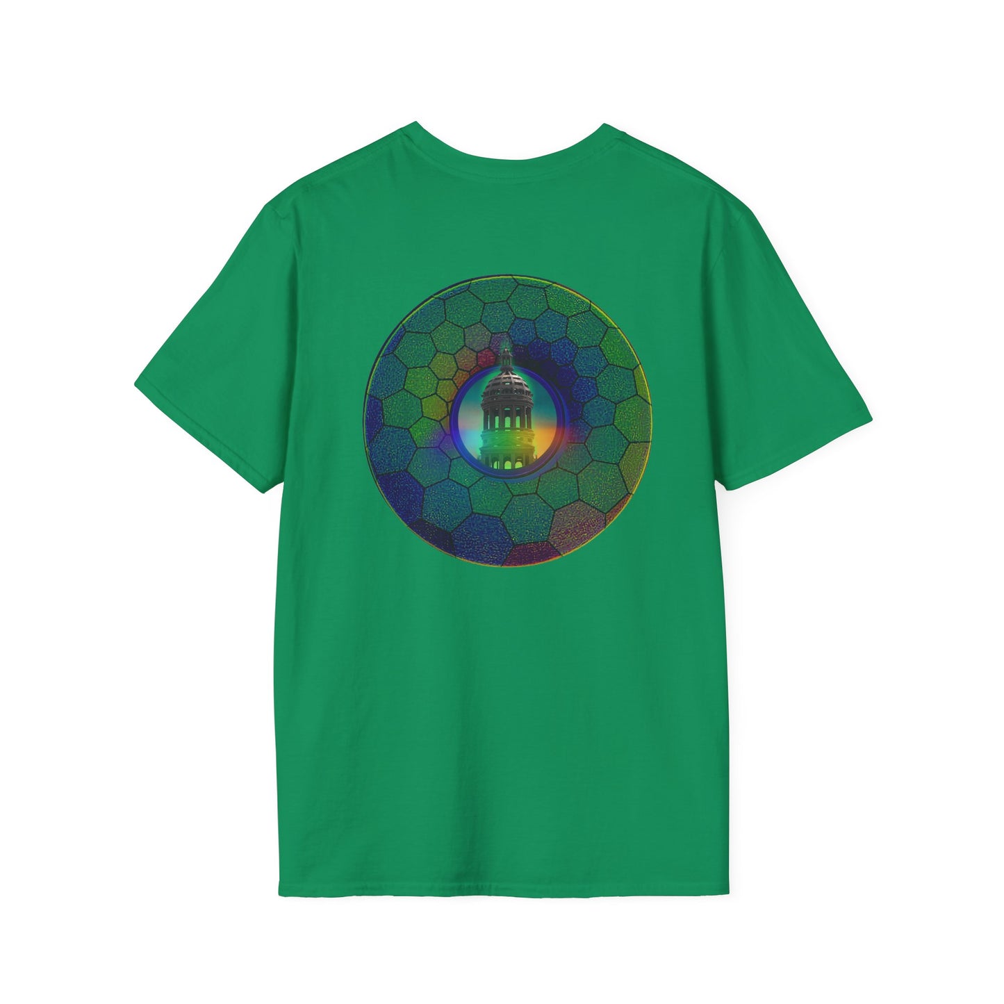 Classic Donut Tee - Unisex Soft-Style - "Save the Mondegreen City Hall Clock Tower" - hexadonut - series 1.0 -variant 1 - green donut