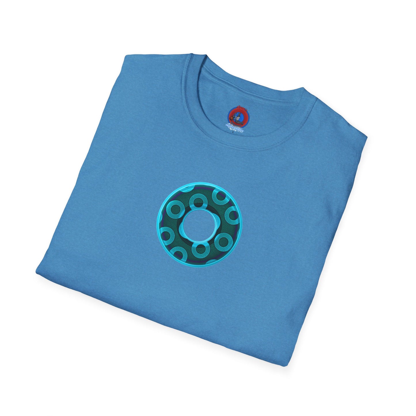 Plain Donuts/Unisex Soft-Style - "Plain Rustic Paradoxical Donuts" - light aquamarine/dark teal donuts