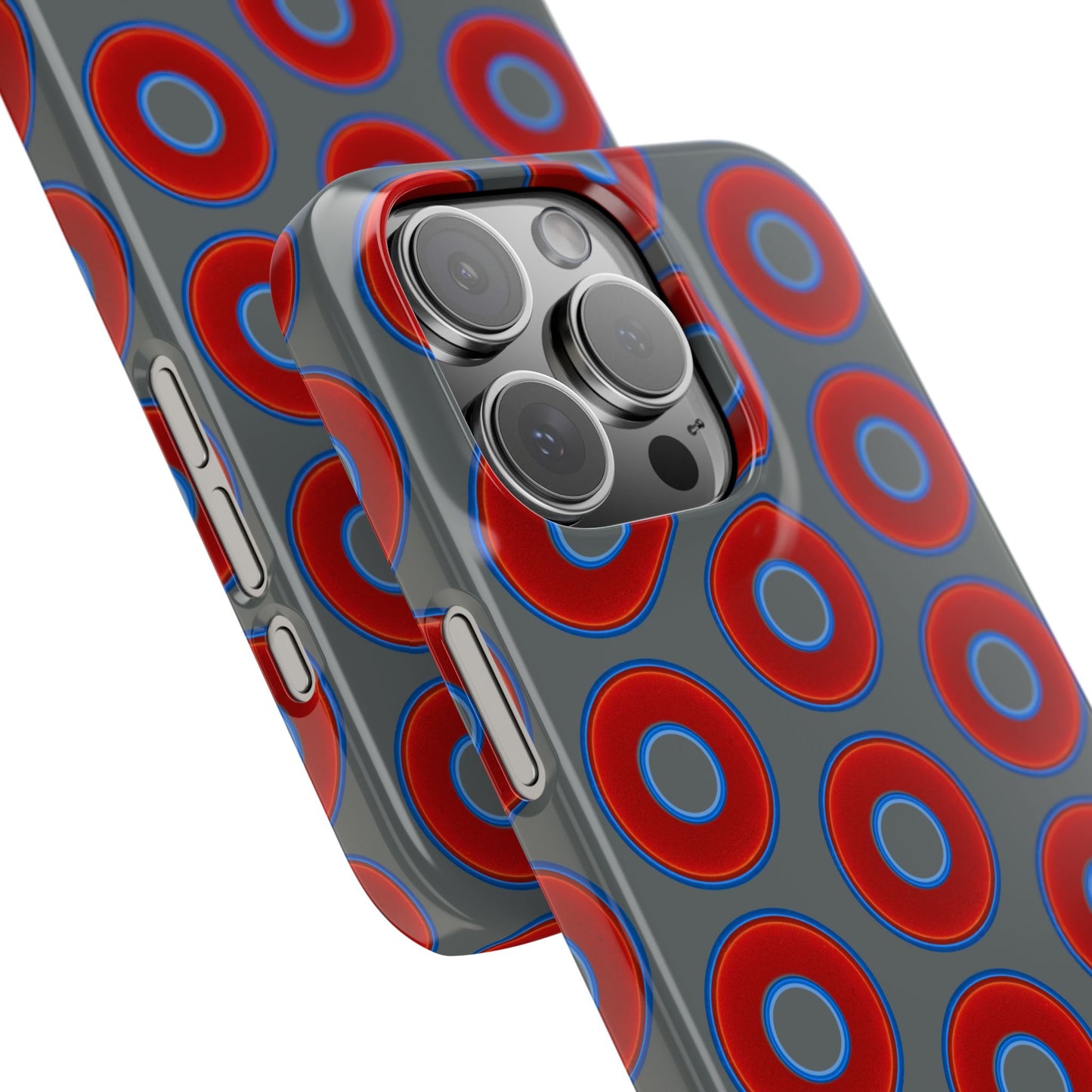 Lumpy Donut Snap Case - red vivid donut print w/dark gray background