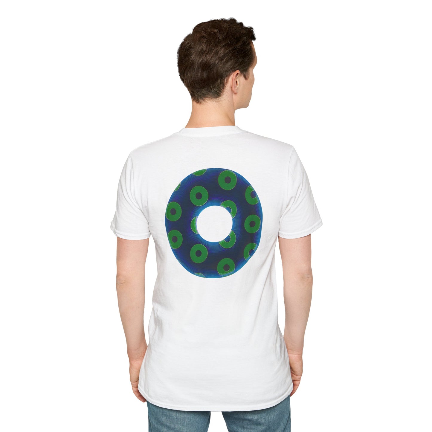Plain Donuts/Unisex Soft-Style - "Plain Blimpy Paradoxical Donuts" - dark blue/lime green donuts