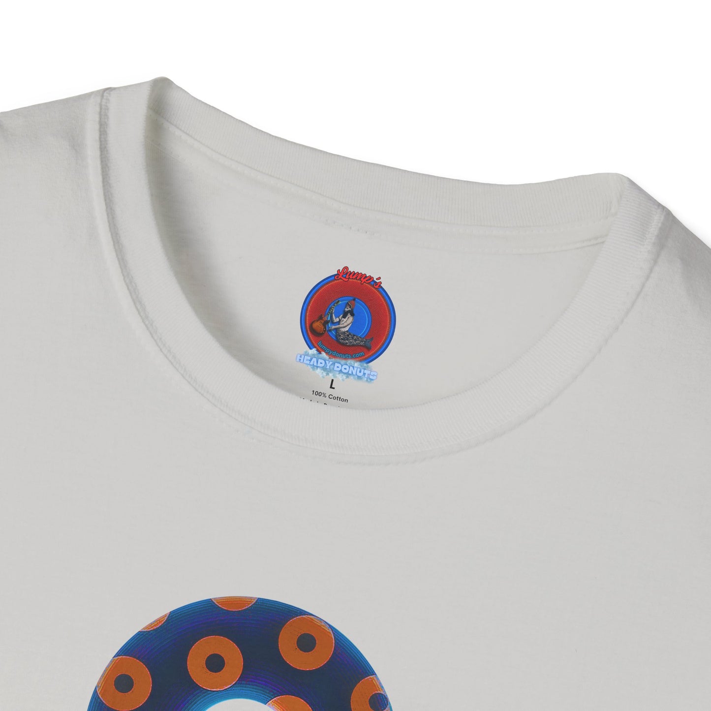 Plain Donuts/Unisex Soft-Style - "Plain Blimpy Paradoxical Donuts" - dark royal blue/orange donuts