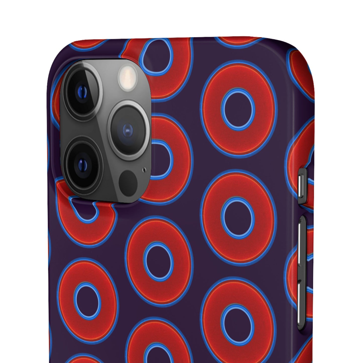 Lumpy Donut Snap Case - red vivid donut print w/midnight purple background