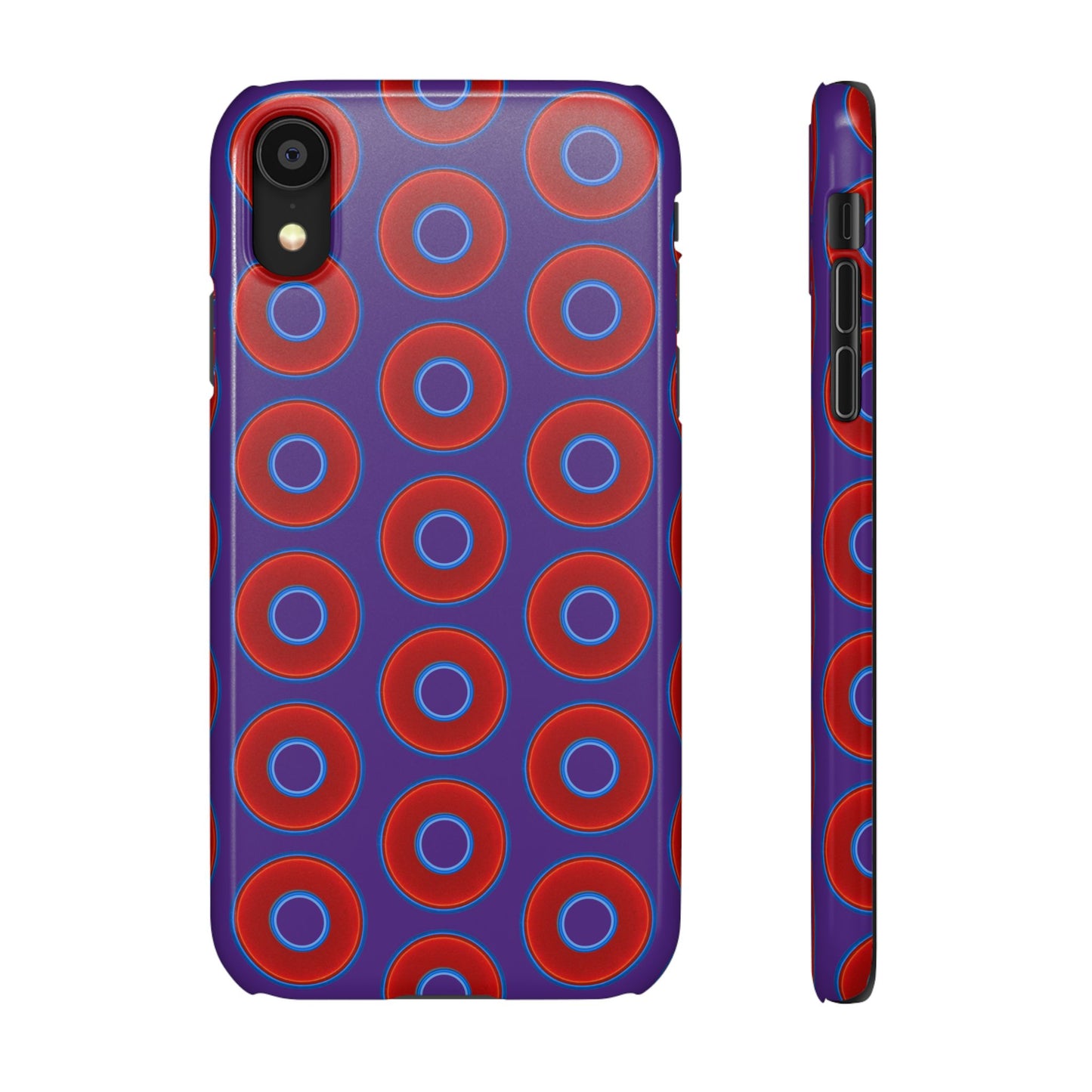 Lumpy Donut Snap Case - red vivid donut print w/dark purple background