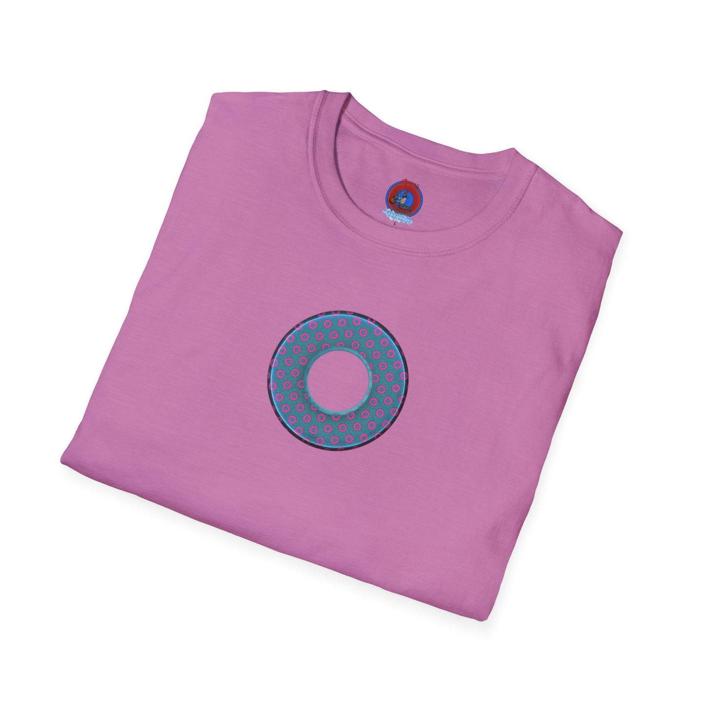 Plain Donuts/Unisex Soft-Style - "Plain Electric Paradoxical Donuts" - light blue/magenta donuts