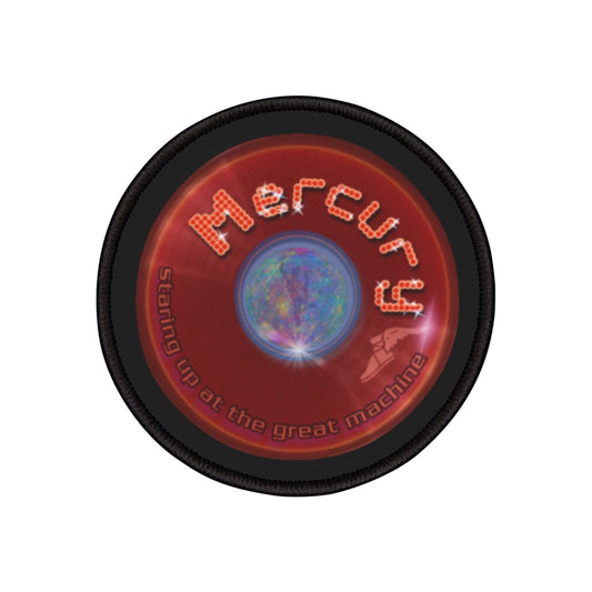 Iron-On Donut Patch - "Donuts of the Gods - Mercury Edition" - series 1.0 - variant 1 - red record donut