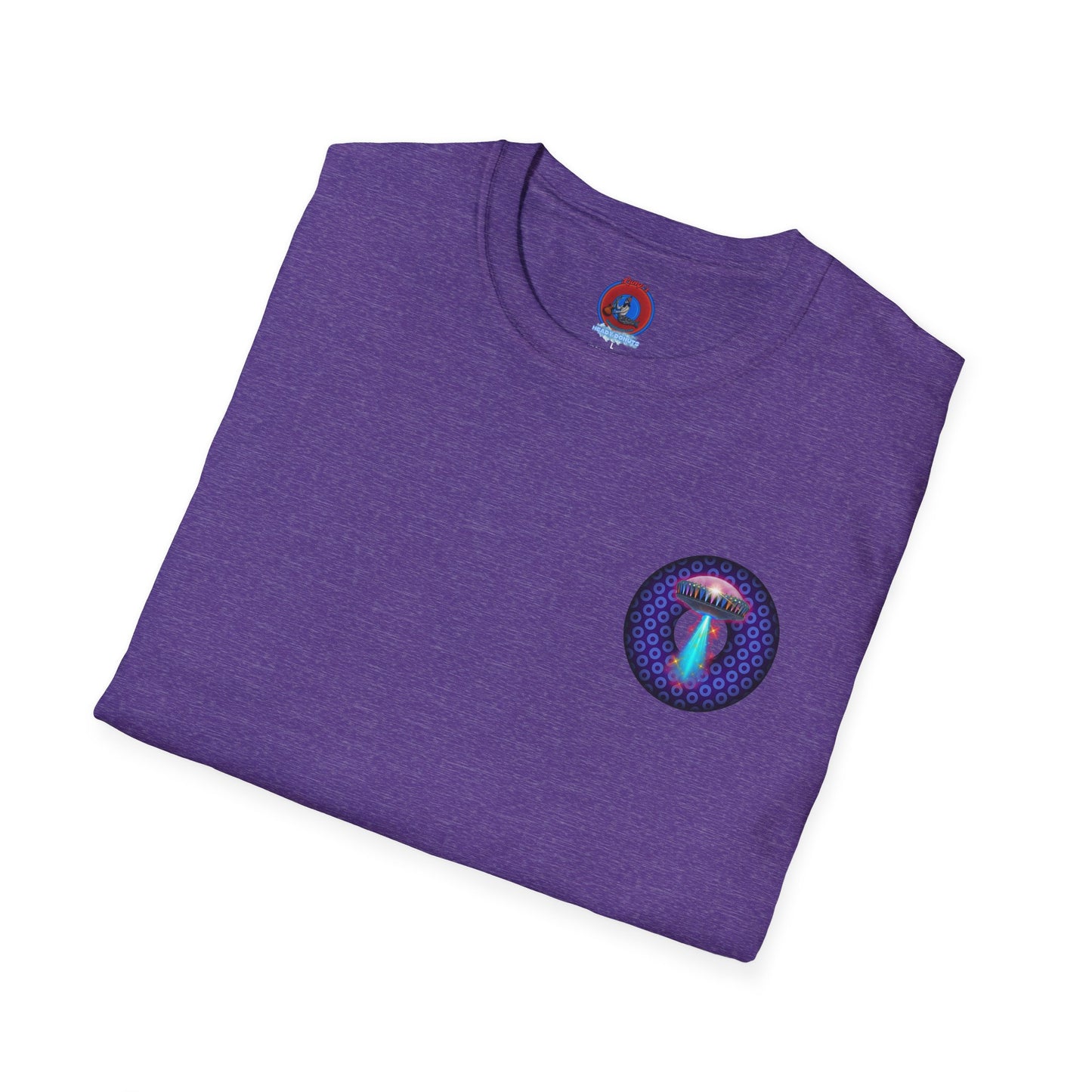 Classic Donut Tee - Unisex Soft-Style - "Donuts now Served on the Mothership" - series 1.0  - variant 5  - purple/violet paradoxical donut