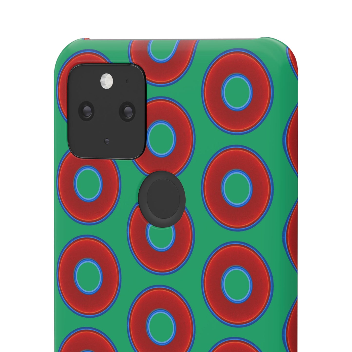 Lumpy Donut Snap Case - red vivid donut print w/jade green background