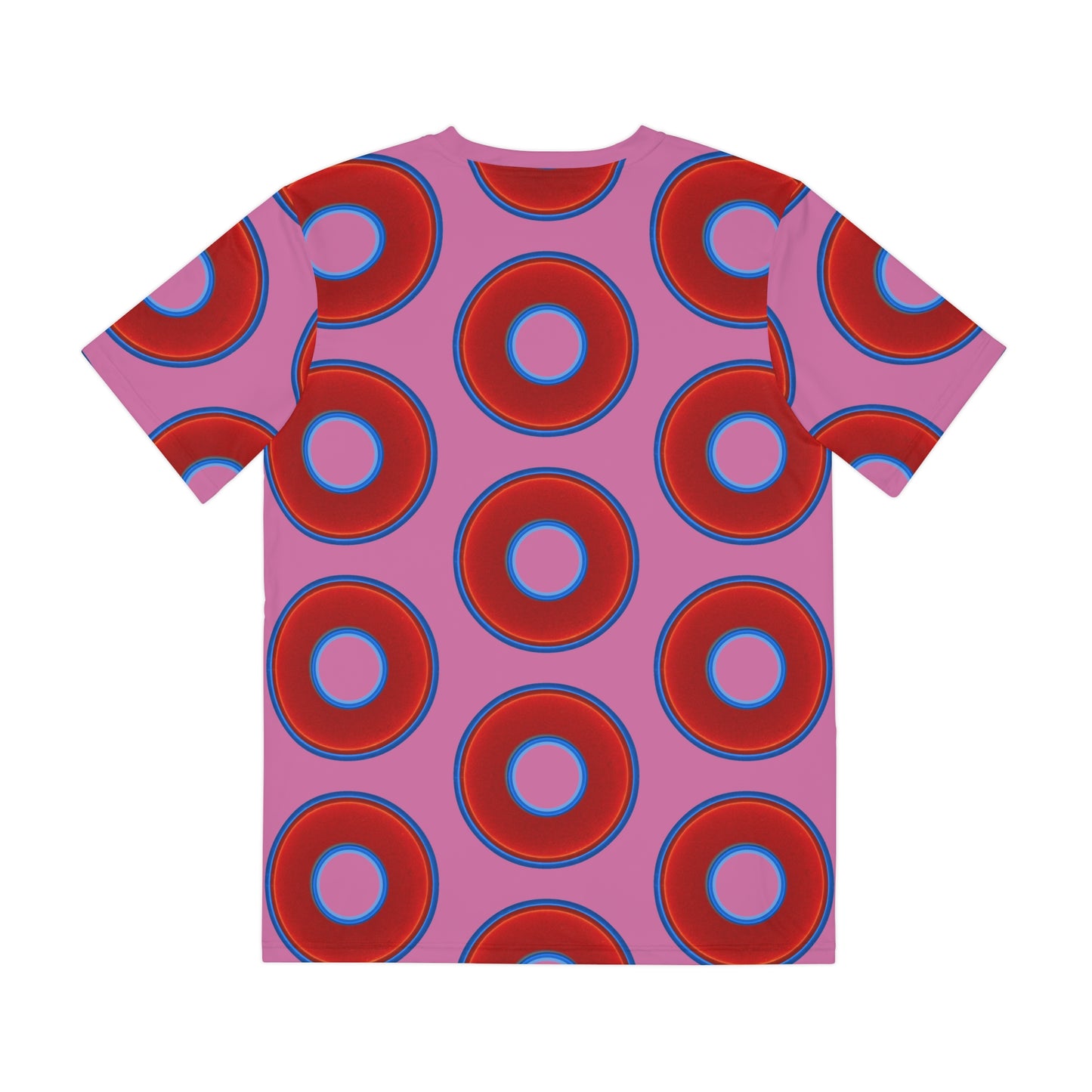 Multi-Beastie Giant Donut AOP Polyester Tee - red vivid donut print w/pink background