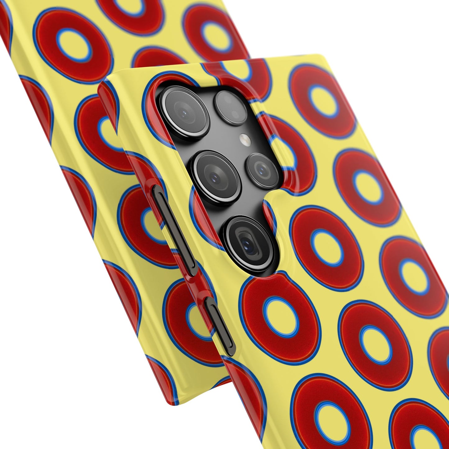 Lumpy Donut Snap Case - red vivid donut print w/yellow background
