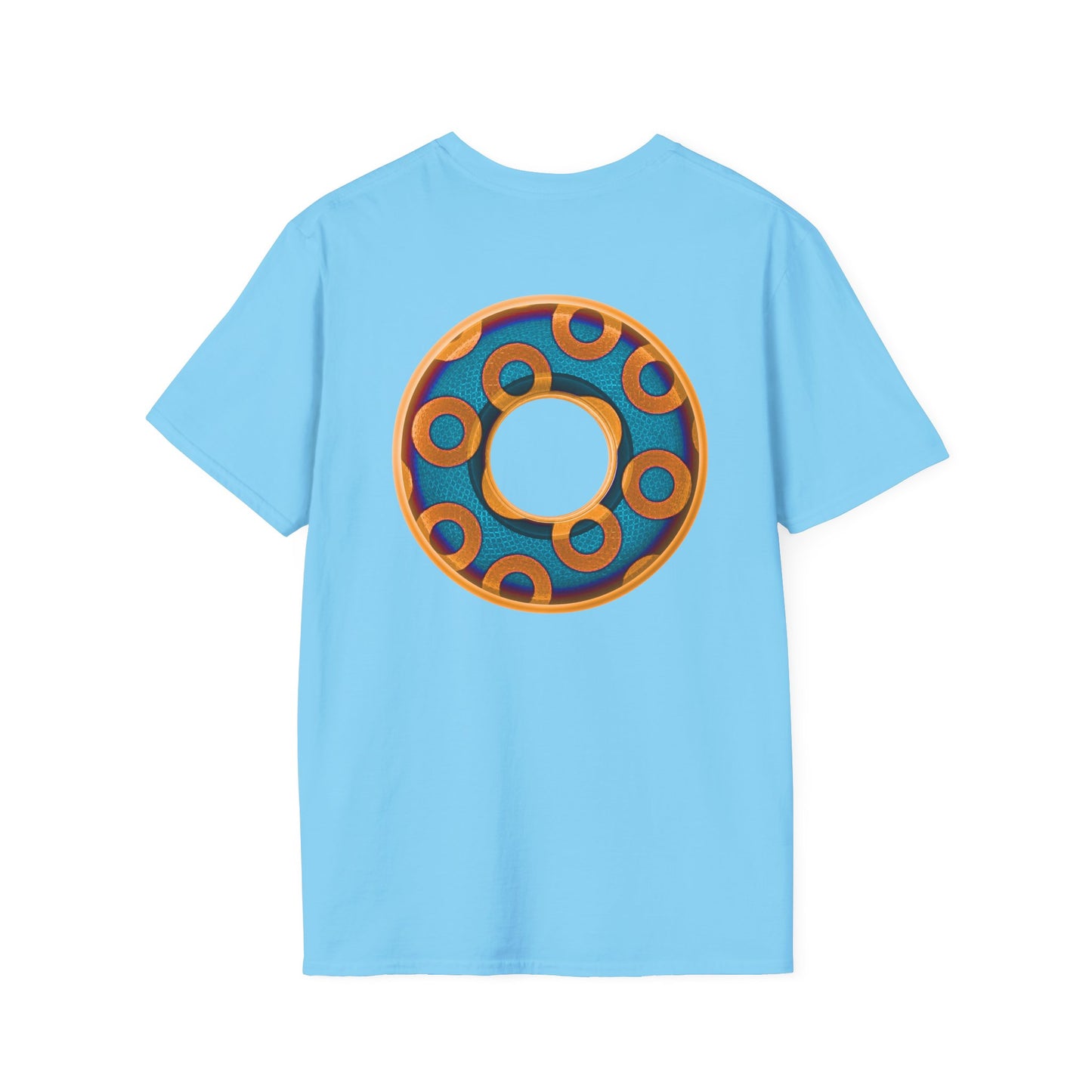 Plain Donuts/Unisex Soft-Style - "Plain Rustic Paradoxical Donuts" - light blue/orange donuts