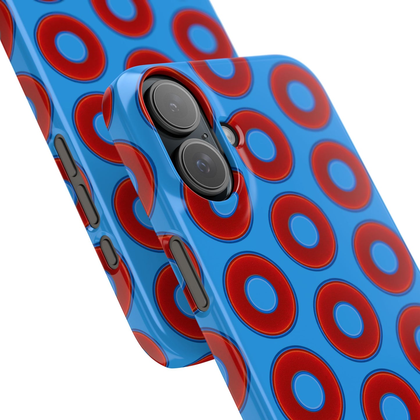 Lumpy Donut Snap Case - red vivid donut print w/sky royal blue background